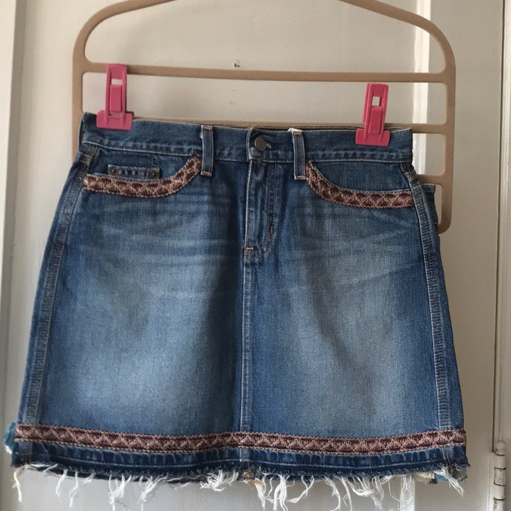Upcycled embellished Gap jean skirt